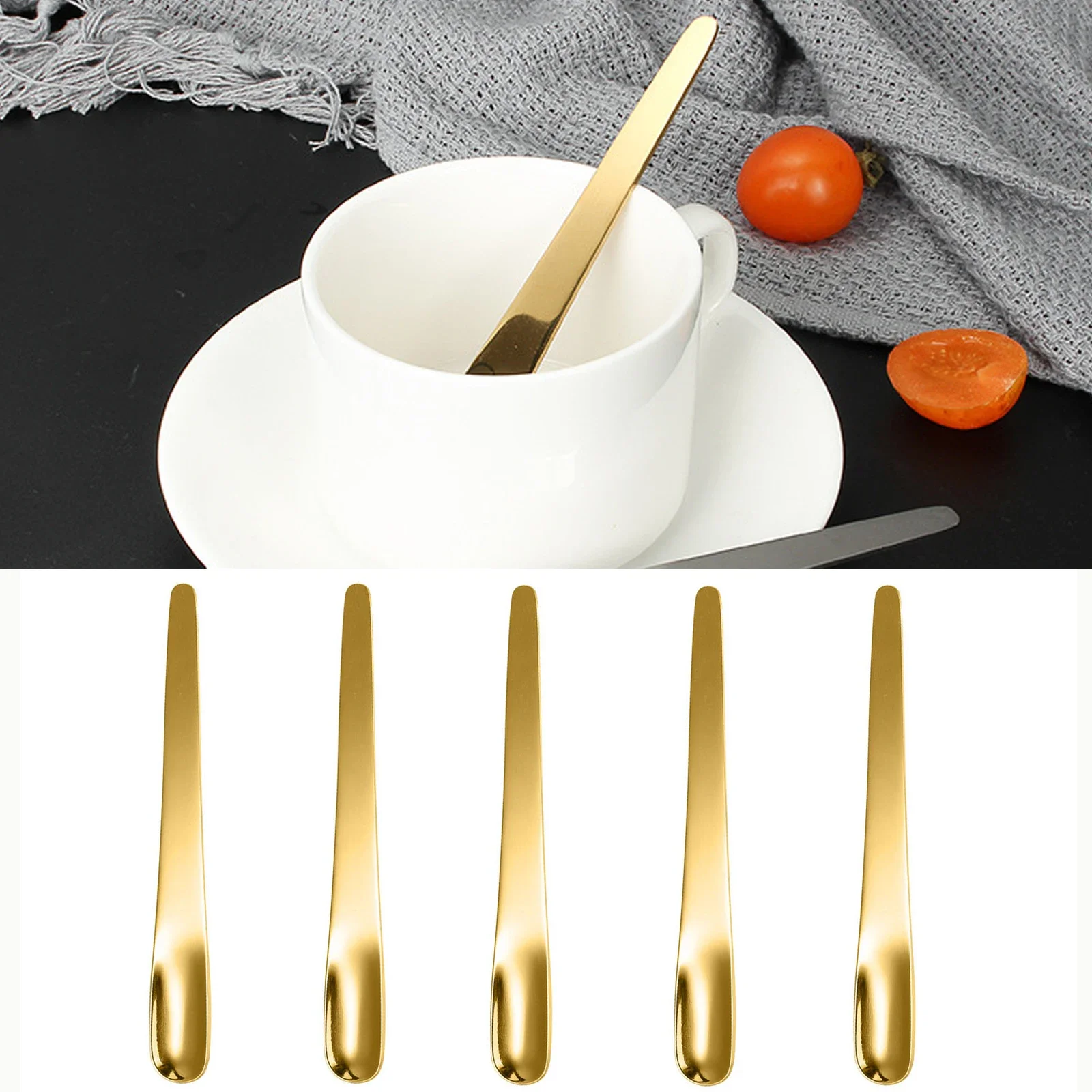 Kitchen Appliances Unit - 5PCS Coffee Spoon Stainless Steel Flat