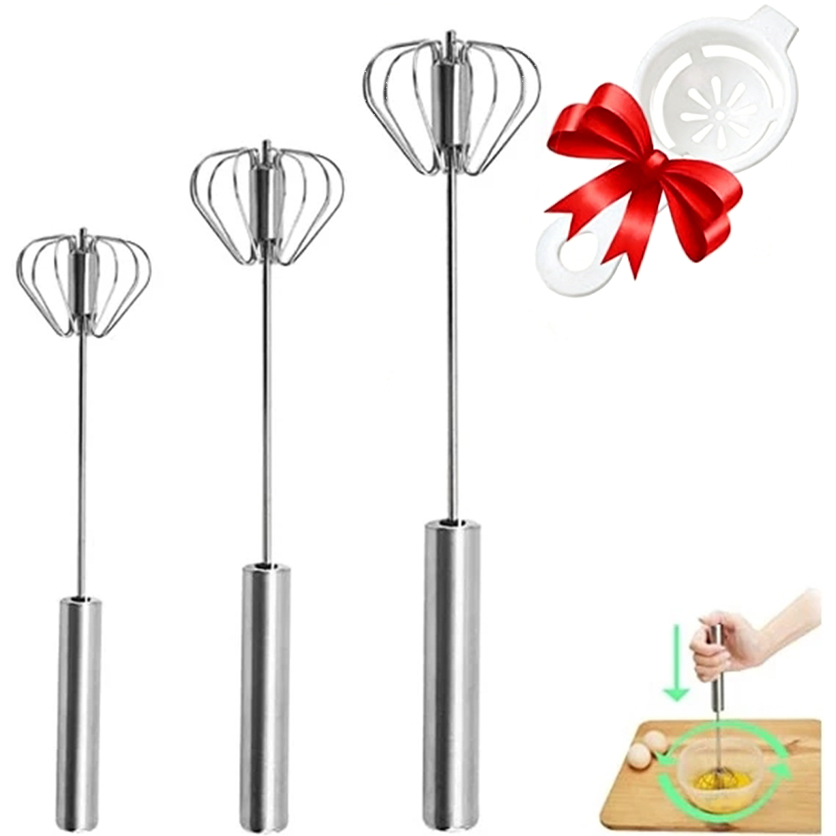 1/3pcs Stainless Steel Egg Bea - Kitchen Appliances Unit review and price